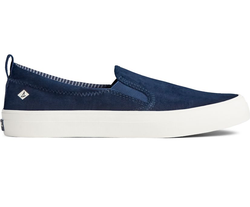 Sperry Crest Twin Gore Brushed Canvas Slip On Sneakers - Women's Slip On Sneakers - Navy [QB0613894]
